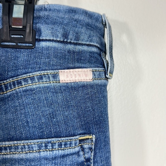 H&M &Denim Cut Capri Ripped Knee Denim Blue Jeans  Skinny Size 30‎ High Wasted - Picture 4 of 8